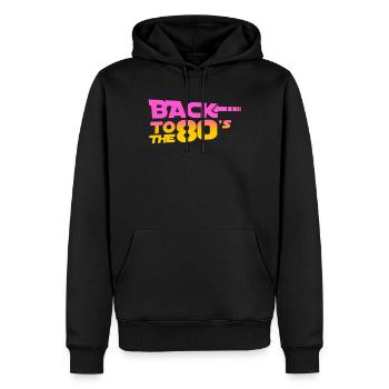 Retour aux années 80 - Sweat à capuche Premium bio Homme - noir - Devant - Nico (187cm)