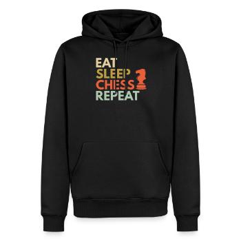 Chess Funny Eating Sleep Chess Repeat - Sweat à capuche Premium bio Homme - noir - Devant - Nico (187cm)