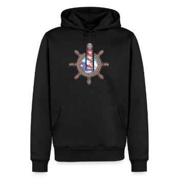 Steering Wheel Lighthouse Coast North German Gift - Men’s Premium Organic Hoodie - black - Front - Nico (187cm)