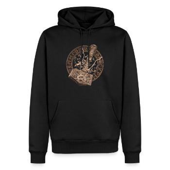 Viking Thor Hammer with clouds and lightning gift - Men’s Premium Organic Hoodie - black - Front - Nico (187cm)
