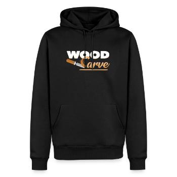 Holz - Männer Premium Bio Hoodie - Schwarz - Vorne - Nico (187cm)