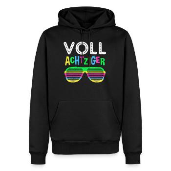 Geboren in 80er Jahren Retro Neon Spruch Geschenk - Männer Premium Bio Hoodie - Schwarz - Vorne - Nico (187cm)