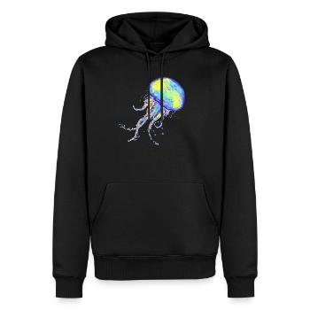 Qualle - Männer Premium Bio Hoodie - Schwarz - Vorne - Nico (187cm)