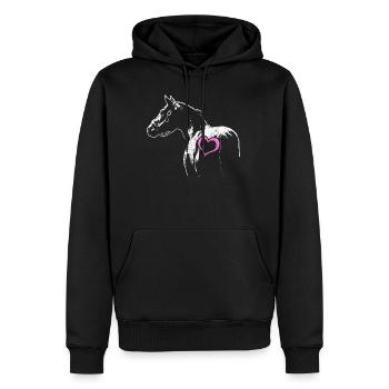 cheval amour de cheval amour rose coeur cadeau - Sweat à capuche Premium bio Homme - noir - Devant - Nico (187cm)
