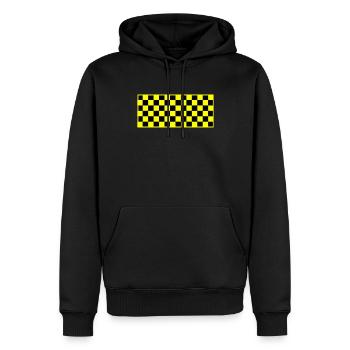 Checkered Checker Schwarz Gelb - Männer Premium Bio Hoodie - Schwarz - Vorne - Nico (187cm)