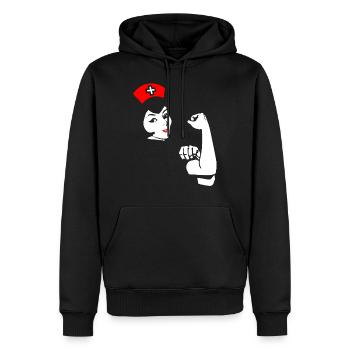 Krankenschwester Frau stark lustig Geschenk - Männer Premium Bio Hoodie - Schwarz - Vorne - Nico (187cm)