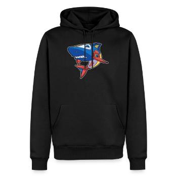 Roboter Hai Haifisch Raubtier - Männer Premium Bio Hoodie - Schwarz - Vorne - Nico (187cm)