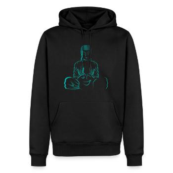 Bouddha de méditation Bouddha de méditation - Sweat à capuche Premium bio Homme - noir - Devant - Nico (187cm)