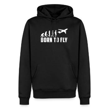Evolution Born To Fly T-Shirt Pilot Geschenk - Männer Premium Bio Hoodie - Schwarz - Vorne - Nico (187cm)