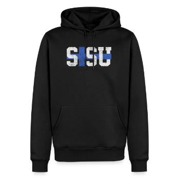 Sisu Finlande finnois - Sweat à capuche Premium bio Homme - noir - Devant - Nico (187cm)