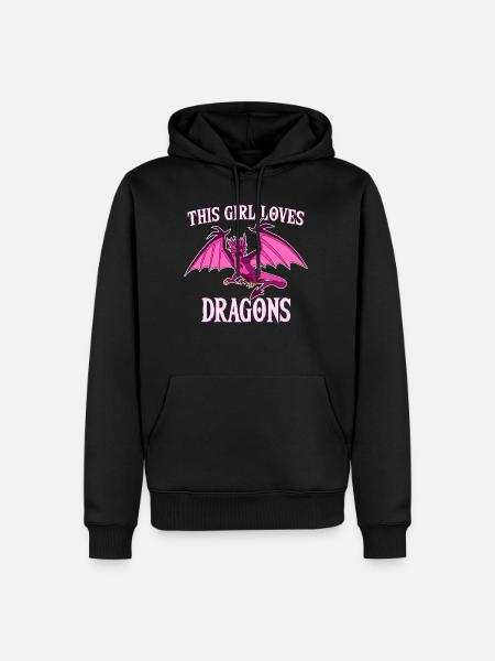 This Girl Loves Dragons, Mädchen Drachen Geschenk - Männer Premium Bio Hoodie - Schwarz
