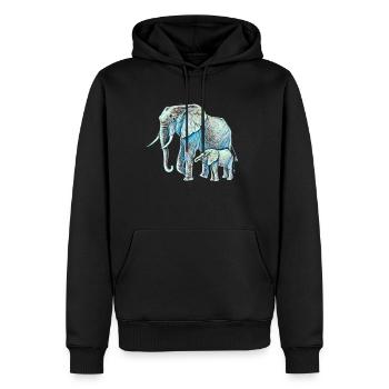 Elefanten - Männer Premium Bio Hoodie - Schwarz - Vorne - Nico (187cm)