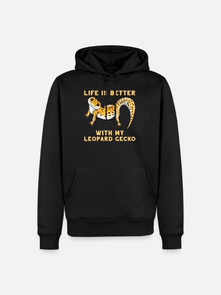 Gecko Leopard Lizard Reptile Pet Gift - Men’s Premium Organic Hoodie - black