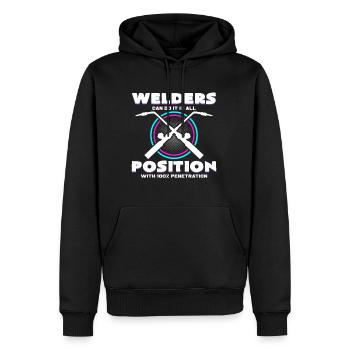 Schweißer - Männer Premium Bio Hoodie - Schwarz - Vorne - Nico (187cm)
