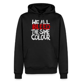 We All Bleed The Same Colour - Männer Premium Bio Hoodie - Schwarz - Vorne - Nico (187cm)