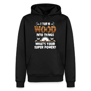 Wood joinery carpenter super power gift - Men’s Premium Organic Hoodie - black - Front - Nico (187cm)