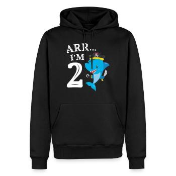 Pirates 2nd Birthday Party 2 Years Shark Gift Idea - Men’s Premium Organic Hoodie - black - Front - Nico (187cm)
