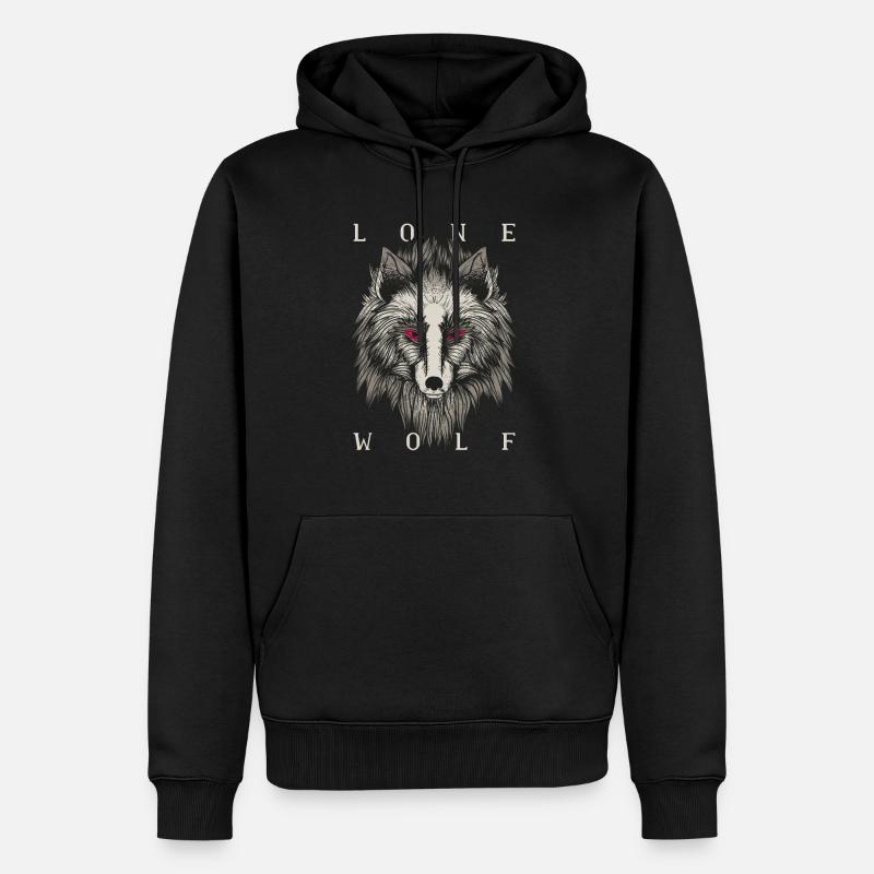 Lone Wolf Illustration Geschenk - Männer Premium Bio Hoodie - Schwarz