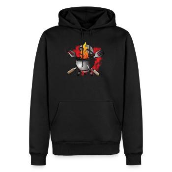 Grill Feuer Grillen Feier Barbecue BBQ Geschenk - Männer Premium Bio Hoodie - Schwarz - Vorne - Nico (187cm)