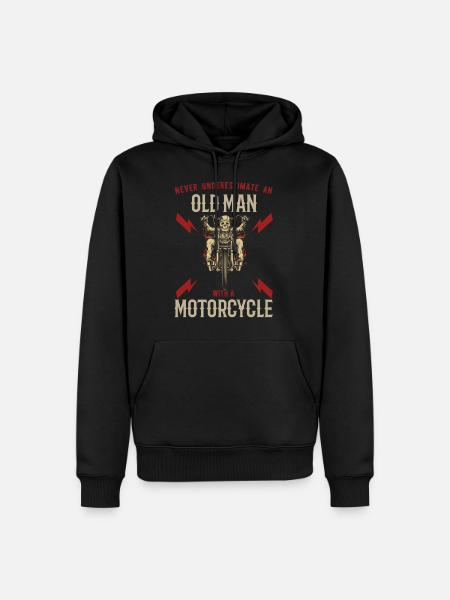 Old Man Motorcyclist Motorcycle Retired Biker - Mannen Premium Bio hoodie - zwart