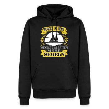 Weniger Arbeiten mehr Segeln Segelboot Segler - Männer Premium Bio Hoodie - Schwarz - Vorne - Nico (187cm)