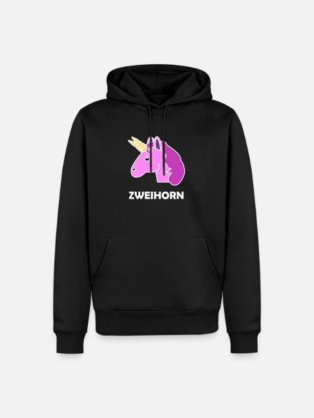 Zweihorn Einhorn - Männer Premium Bio Hoodie - Schwarz