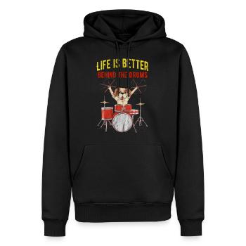 Batteur batterie batteur batterie chien chien - Sweat à capuche Premium bio Homme - noir - Devant - Nico (187cm)