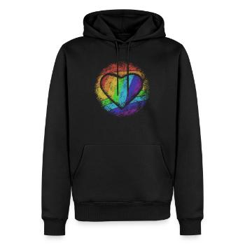 Rainbow Heart - Männer Premium Bio Hoodie - Schwarz - Vorne - Nico (187cm)