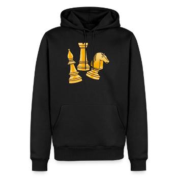 Roi des échecs Roi des échecs Pièce d'échecs Jeu de société - Sweat à capuche Premium bio Homme - noir - Devant - Nico (187cm)