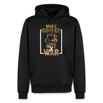 Faire du café pas été Faire du café pas guerre Barista - Sweat à capuche Premium bio Homme - noir - Devant - Nico (187cm)
