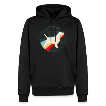 English Springer Spaniel retro gift shirt - Men’s Premium Organic Hoodie - black - Front - Nico (187cm)