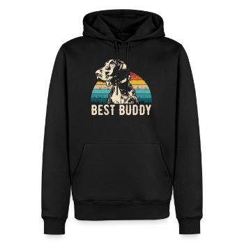 German shorthair retro gift shirt - Men’s Premium Organic Hoodie - black - Front - Nico (187cm)