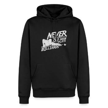 Vieil homme billard - Sweat à capuche Premium bio Homme - noir - Devant - Nico (187cm)