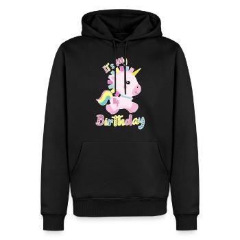 C'est mon 4ème anniversaire bébé cadeau de licorne - Sweat à capuche Premium bio Homme - noir - Devant - Nico (187cm)