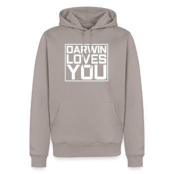 Atheist Charles Darwin - Männer Premium Bio Hoodie - Taupe - Vorne - Nico (187cm)