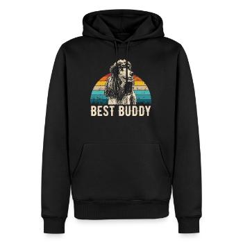 Caniche retro cadeau chemise - Sweat à capuche Premium bio Homme - noir - Devant - Nico (187cm)