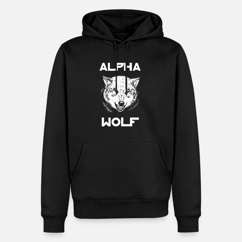 Alpha Wolf Wildlife - Männer Premium Bio Hoodie - Schwarz