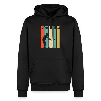 Rétro Vintage Boule Sport T-Shirt Petanque Bocce - Sweat à capuche Premium bio Homme - noir - Devant - Nico (187cm)