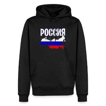 RUSSIE - Sweat à capuche Premium bio Homme - noir - Devant - Nico (187cm)