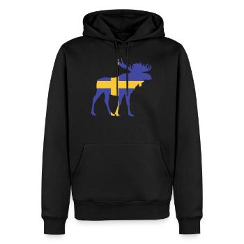 Schweden Flagge Hirsch Elch - Männer Premium Bio Hoodie - Schwarz - Vorne - Nico (187cm)
