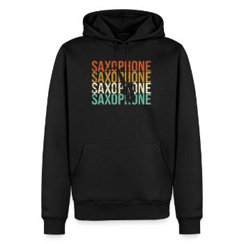 Saxophone retro - Men’s Premium Organic Hoodie - black - Front - Nico (187cm)