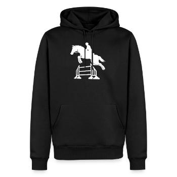 Cheval de cavalier galop de saut d'obstacles de course de poulain - Sweat à capuche Premium bio Homme - noir - Devant - Nico (187cm)