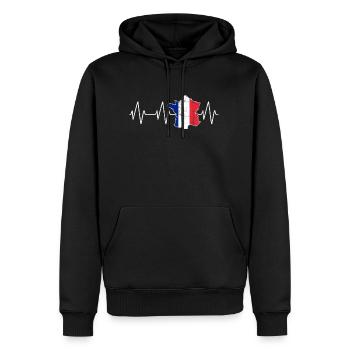 Frankreich Herzschlag Franzose Geschenkidee - Männer Premium Bio Hoodie - Schwarz - Vorne - Nico (187cm)