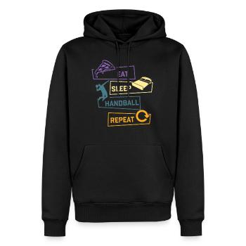Mangez sommeil Handball Répétez T-shirt Handballer - Sweat à capuche Premium bio Homme - noir - Devant - Nico (187cm)