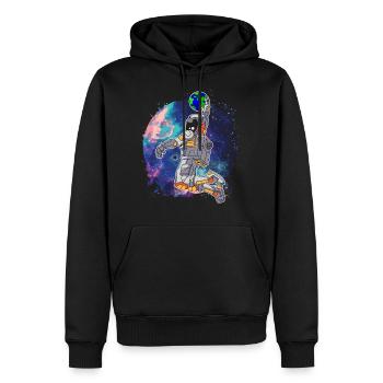 Un astronaute cool joue au basketball dans l'espace - Sweat à capuche Premium bio Homme - noir - Devant - Nico (187cm)