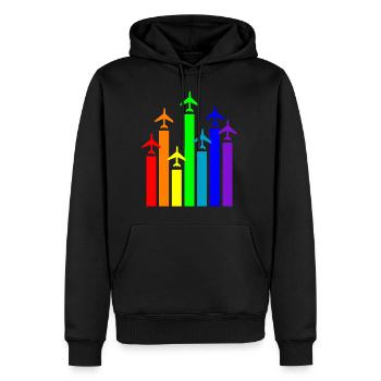Pilote aéronautique - Sweat à capuche Premium bio Homme - noir - Devant - Nico (187cm)