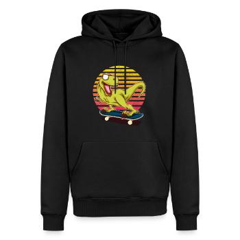 Dinosaurier Skateboard Dino Skater Skating Board - Männer Premium Bio Hoodie - Schwarz - Vorne - Nico (187cm)