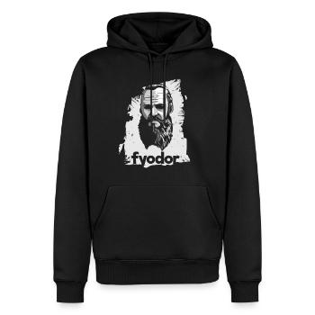 Fjodor - Männer Premium Bio Hoodie - Schwarz - Vorne - Nico (187cm)