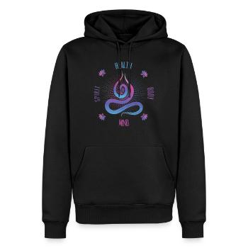 Yoga Méditation spirituelle - Sweat à capuche Premium bio Homme - noir - Devant - Nico (187cm)