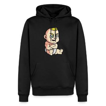 ANGRY MUSCLE BOY BABY , Muskel Baby - Männer Premium Bio Hoodie - Schwarz - Vorne - Nico (187cm)